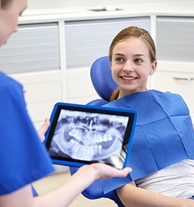 Girl smiling in dental chair