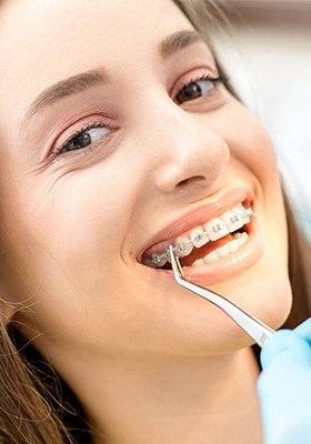 Patient having braces adjusted