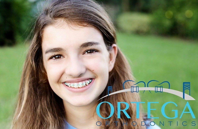 Preteen girl with braces