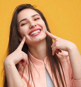 woman showing off smile